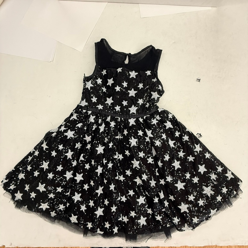 4th of July HARAJUKU MINI GWEN STEFANI BLACK WHITE SEQUIN STAR DRESS L 10-12 - Picture 3 of 13